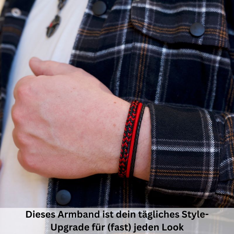 Segelseil & Leder Armband Rote Meerestiefe (Multistrang)