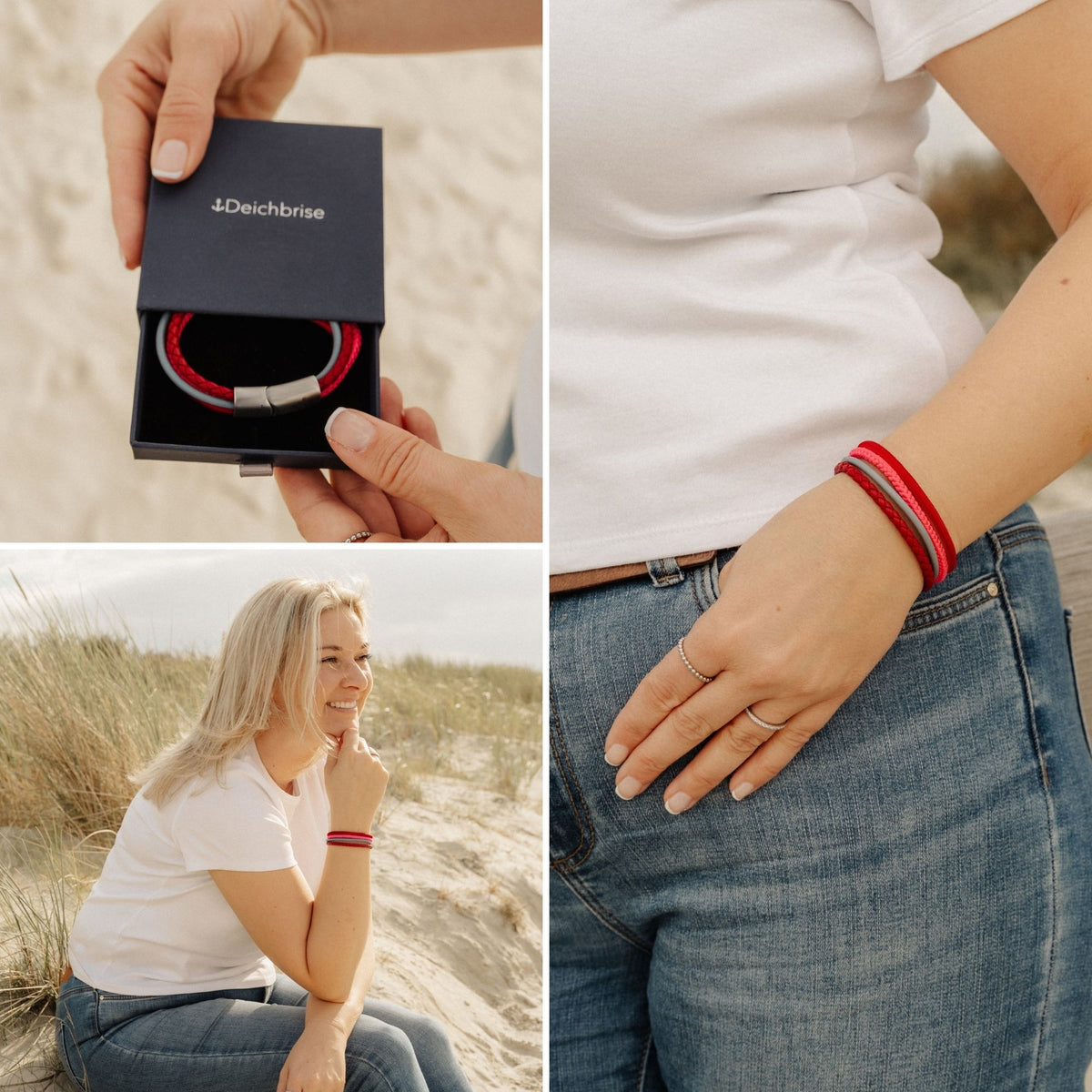 Segelseil & Leder Armband Seegang (Multistrang)