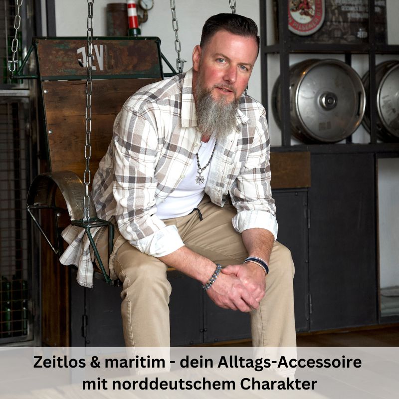 Segelseil und Leder Armband Meereswellen 2 (Multistrang)