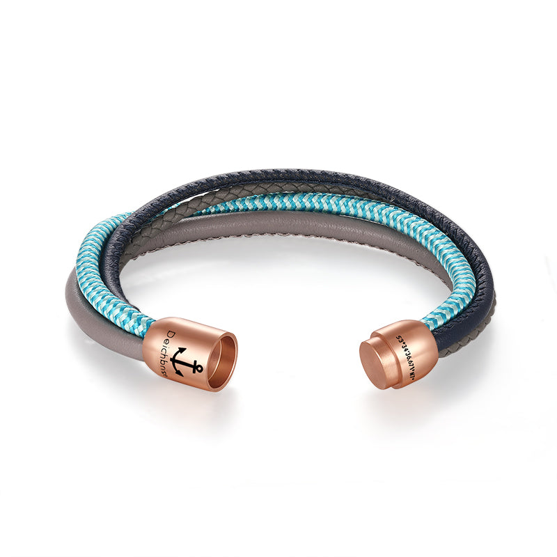 Multistrang Armband Möwe (Segeltau & Fibre Leder) (Veggie)