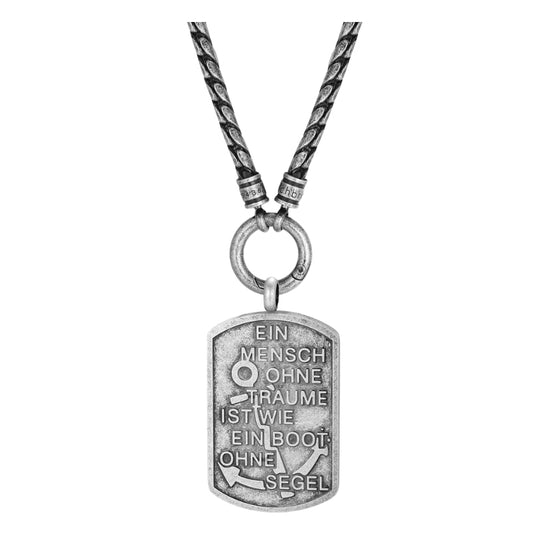 Kette Steuermanns Traum in Altsilber mit Ringverschluss und graviertem Anhänger