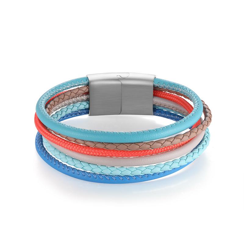 Armband Sunny Beach (Multistrang) mit Segelseil & Leder