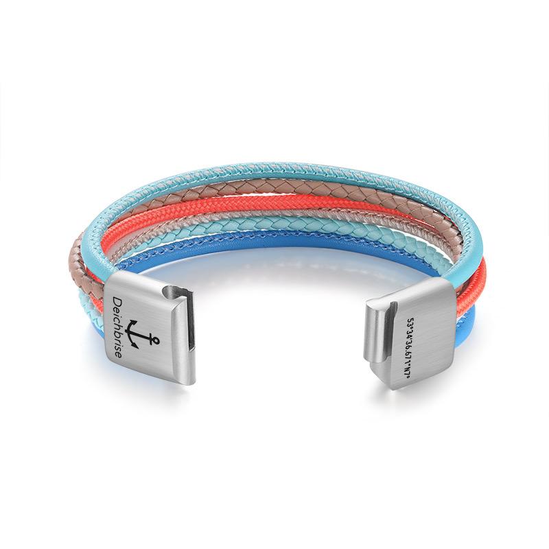 Armband Sunny Beach (Multistrang) mit Segelseil & Leder