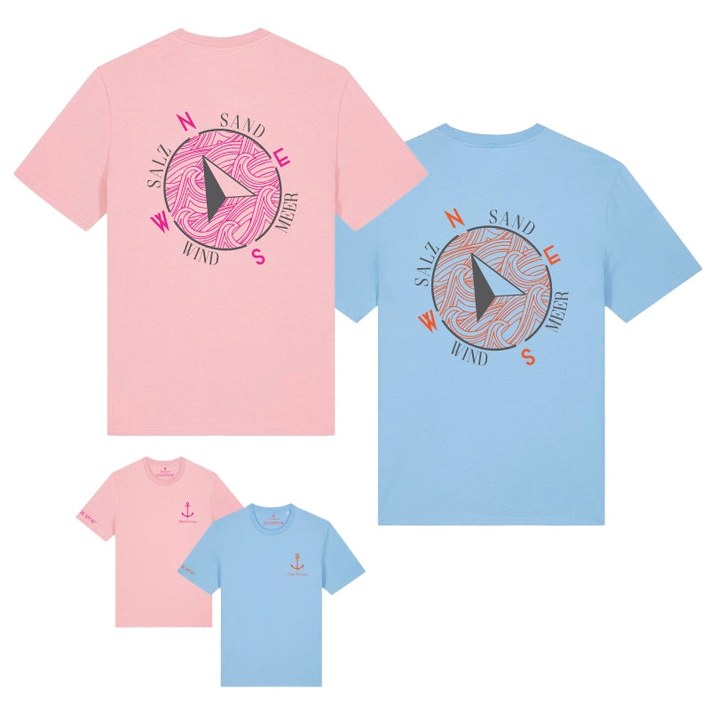 Unisex T-Shirt "Pellworm" (rosa) / "Amrum" (blau)