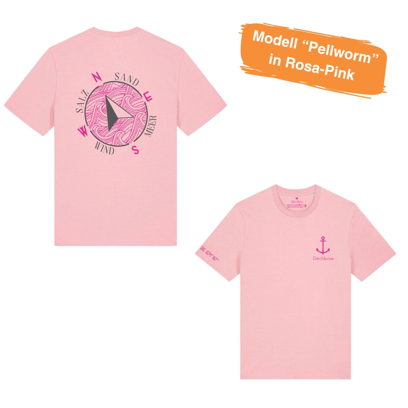 Unisex T-Shirt "Pellworm" (rosa) / "Amrum" (blau)