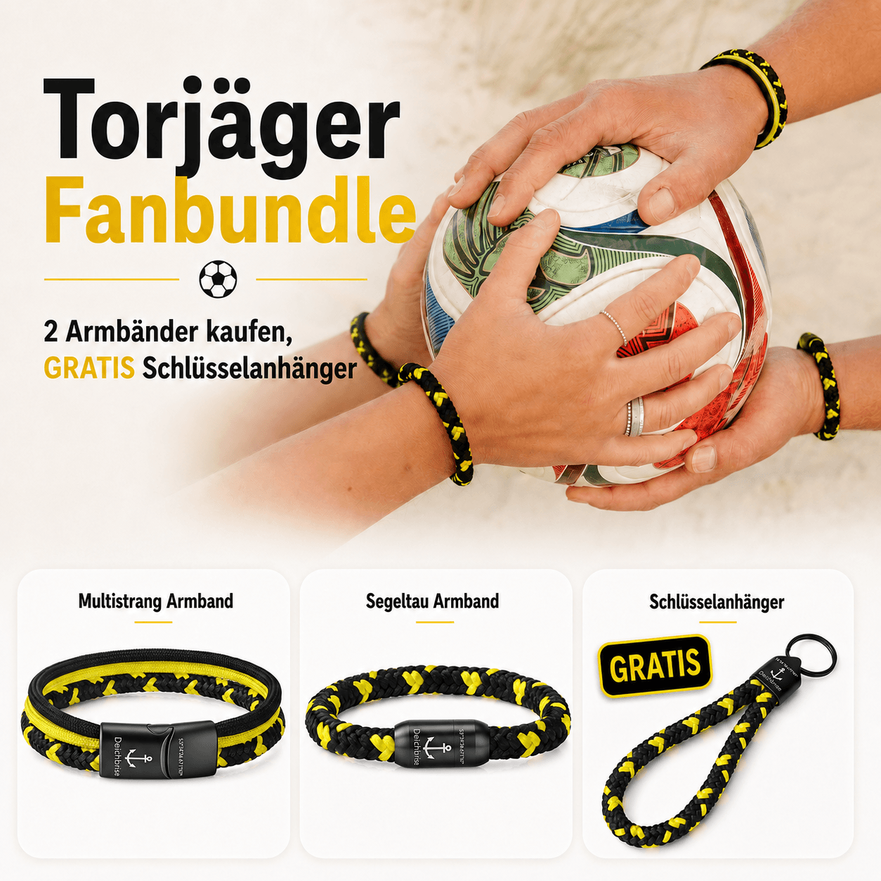 Torjäger Fanbundle - 2 Armbänder kaufen, GRATIS Schlüsselanhänger