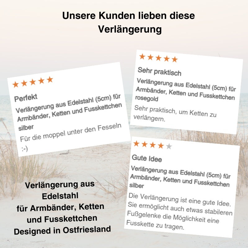 Verlängerung aus Edelstahl (5cm) für Armbänder, Ketten und Fusskettchen