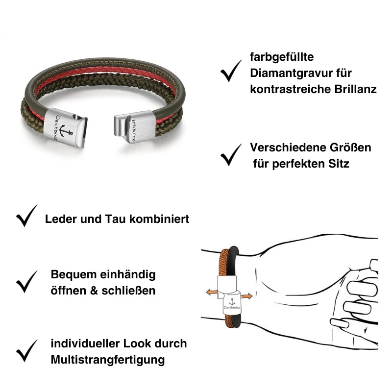 Leder & Segeltau Armband Wattenmeer (Multistrang)