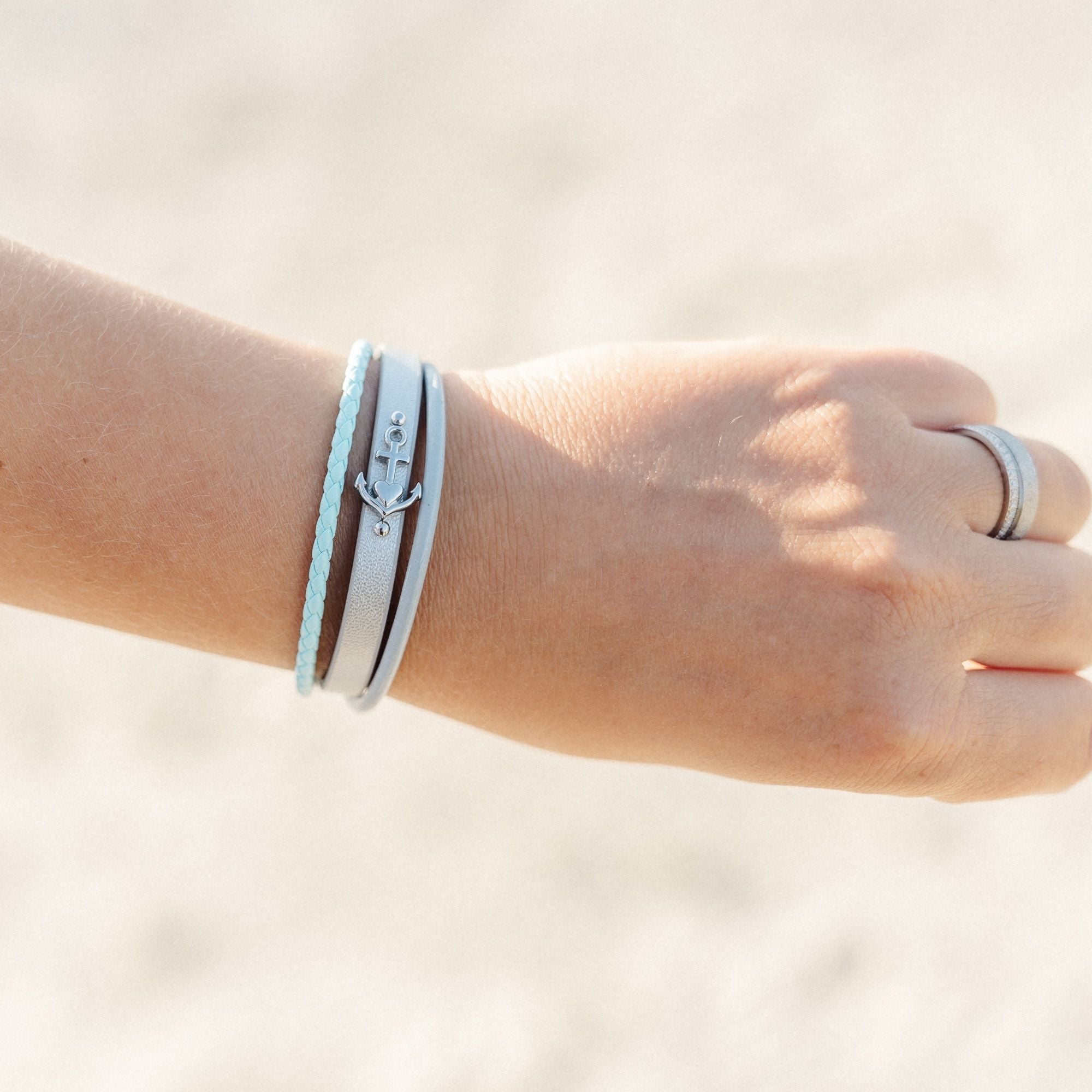 Armband Glaube Liebe Hoffnung (Multistrang) aus Leder & Edelstahl (Küstengirls)