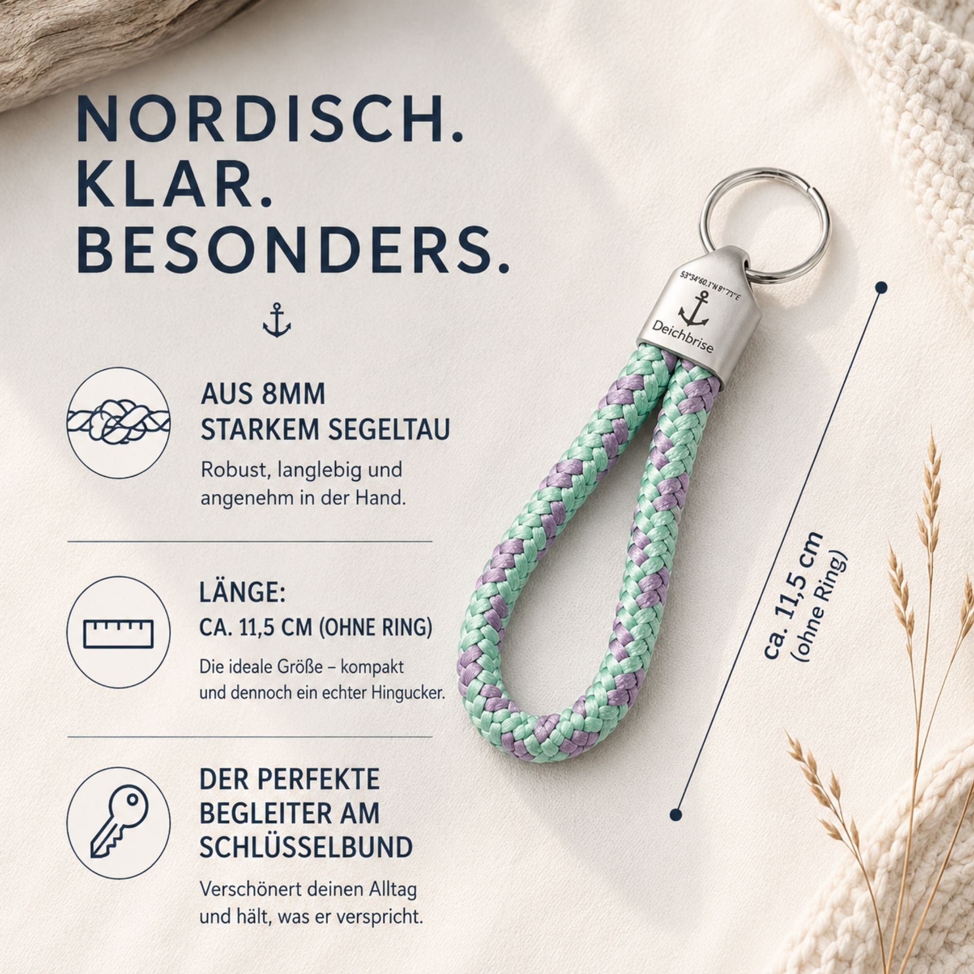 Schlüsselanhänger aus Segeltau Sue (8mm)