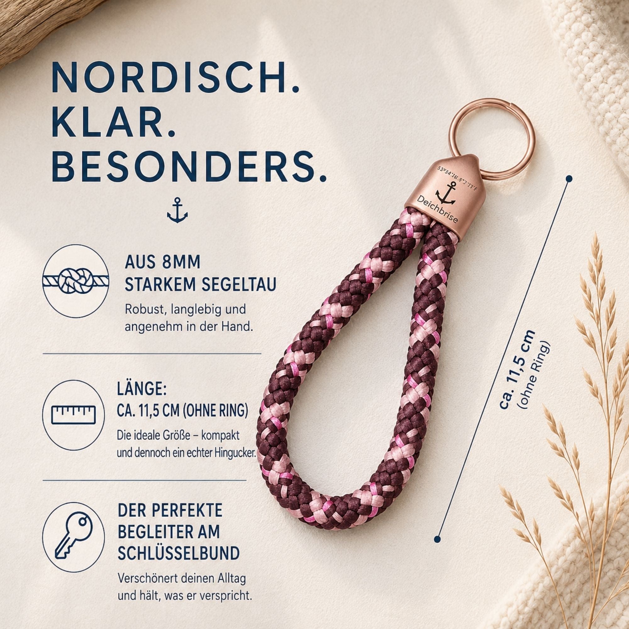 Schlüsselanhänger aus Segeltau Peggy (8mm)