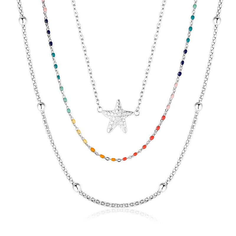 Layering Kette aus Edelstahl Boho Seestern