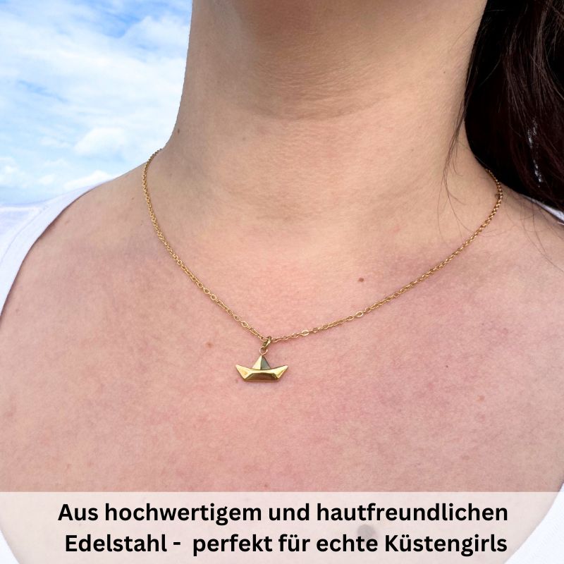Kette aus Edelstahl Papierschiffchen