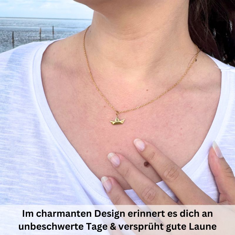 Kette aus Edelstahl Papierschiffchen