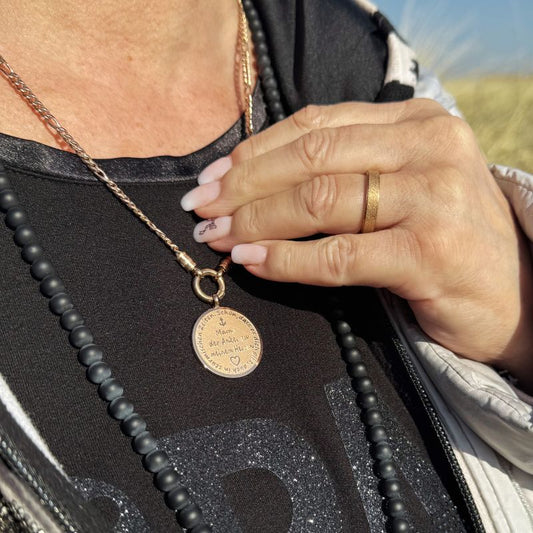 Kette mit Anhänger "Mama der Anker zu meinem Herzen" (mit Rund-Karabiner) aus Edelstahl