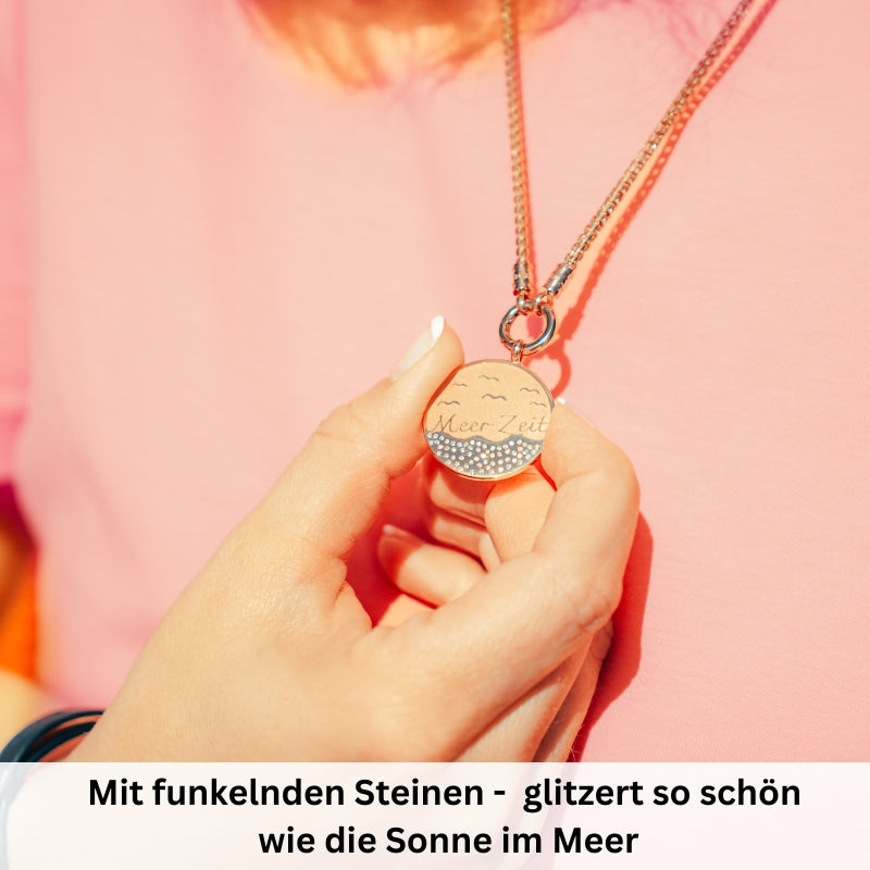 Kettenanhänger Meerzeit aus Edelstahl mit Steinen