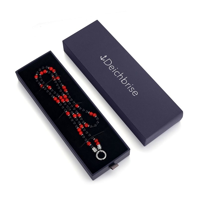 Kette Küstenbrandung (6mm) Onyx, Red Turquoise, Edelstahl (Rund-Karabiner)