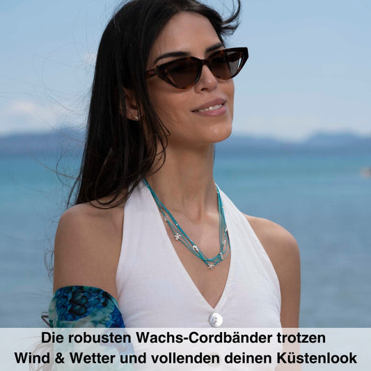 925er Silber Kette Ostfriesland (türkis) (Wachs-Cord)