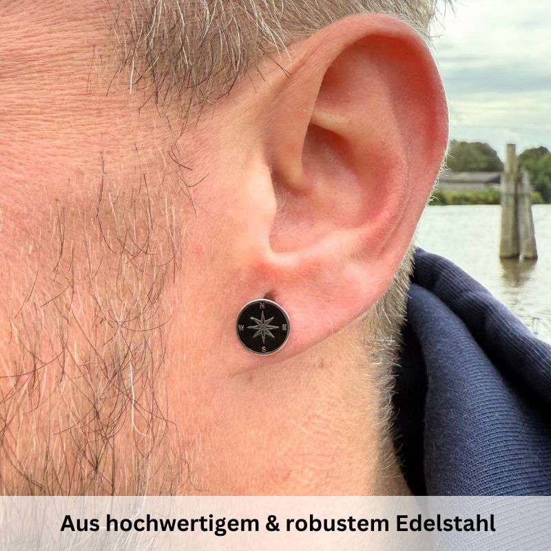 Ohrstecker Kompass aus Edelstahl (Kapitän rockt)