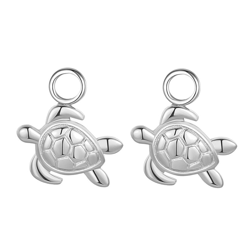 Charm für Ohrringe (Creolen) Schildkröte aus Edelstahl (Paar)