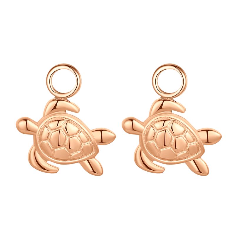 Charm für Ohrringe (Creolen) Schildkröte aus Edelstahl (Paar)