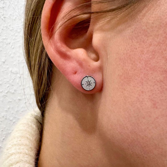Ohrstecker Kompass (mit Stein) aus Edelstahl