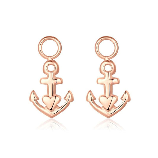 Charm-Paar Glaube Liebe Hoffnung für Creolen aus Edelstahl in Roségold