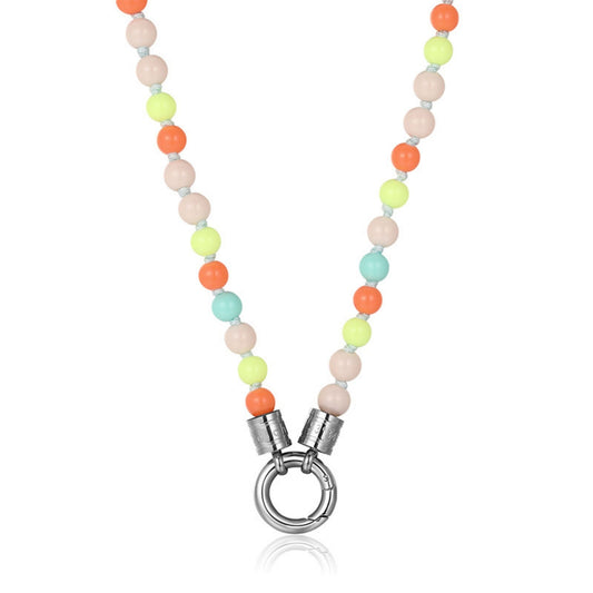 Kette Summer Sunset 6mm (mit Rund-Karabiner) aus Edelstahl, Glasperlen & Acrylperlen