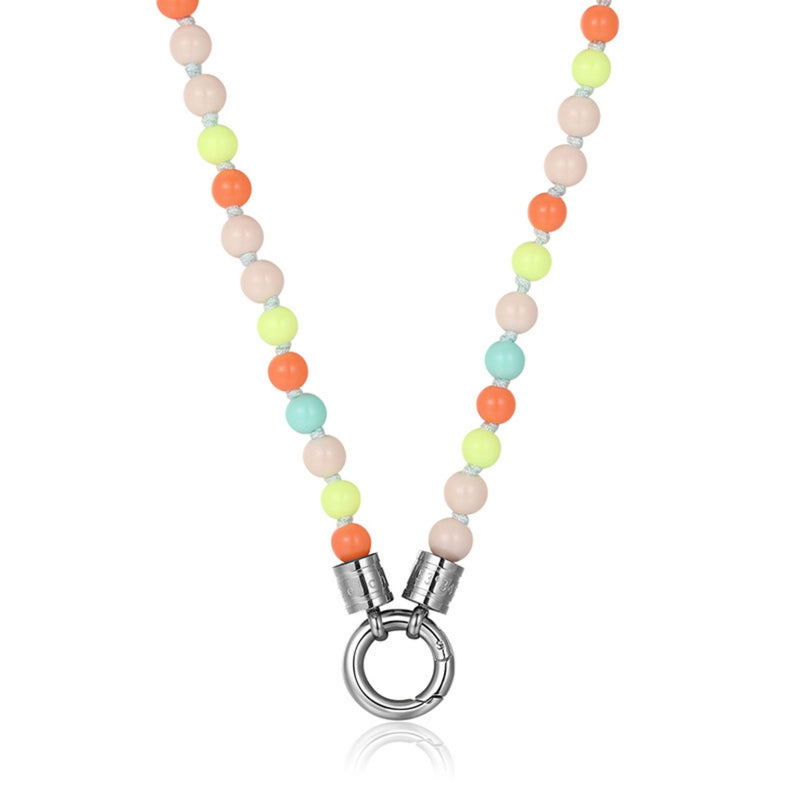 Kette Summer Sunset 6mm (mit Rund-Karabiner) aus Edelstahl, Glasperlen & Acrylperlen