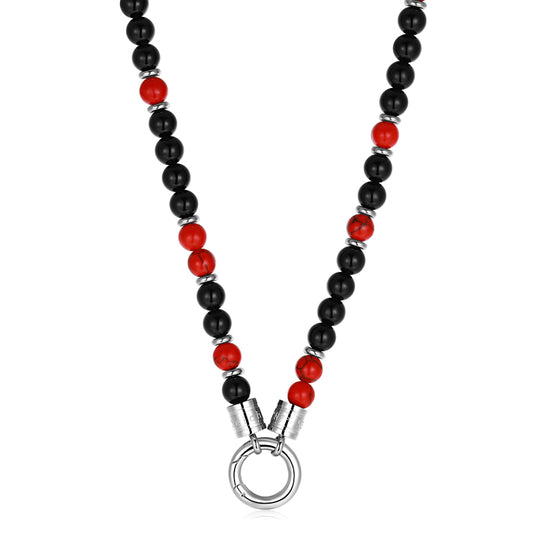 Kette Küstenbrandung (6mm) Onyx, Red Turquoise, Edelstahl (Rund-Karabiner)
