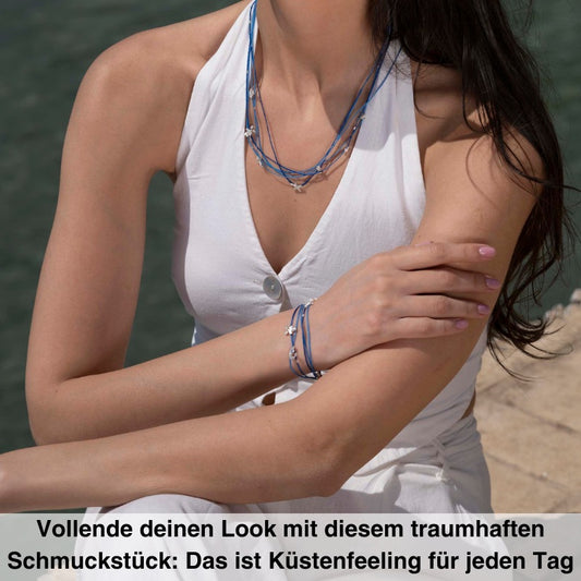 925er Silber Kette Ostfriesland (maritimblau) (Wachs-Cord)
