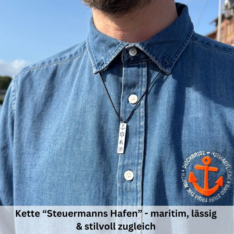 925er Silber-Kette "Steuermanns Heimathafen" (schwarz) (Wachs-Cord)