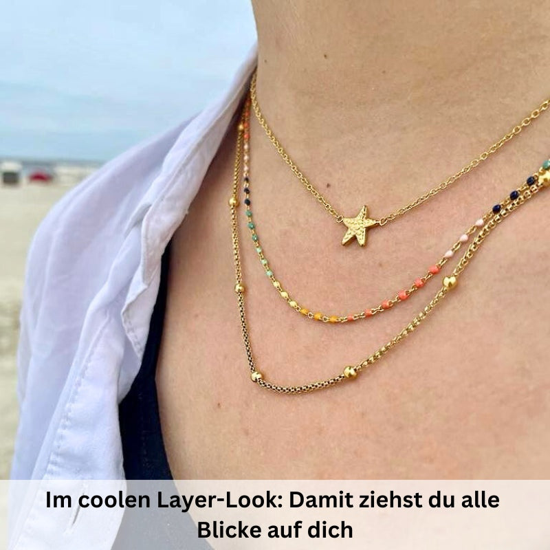 Layering Kette aus Edelstahl Boho Seestern