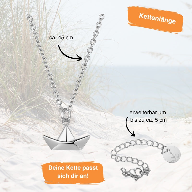 Kette aus Edelstahl Papierschiffchen