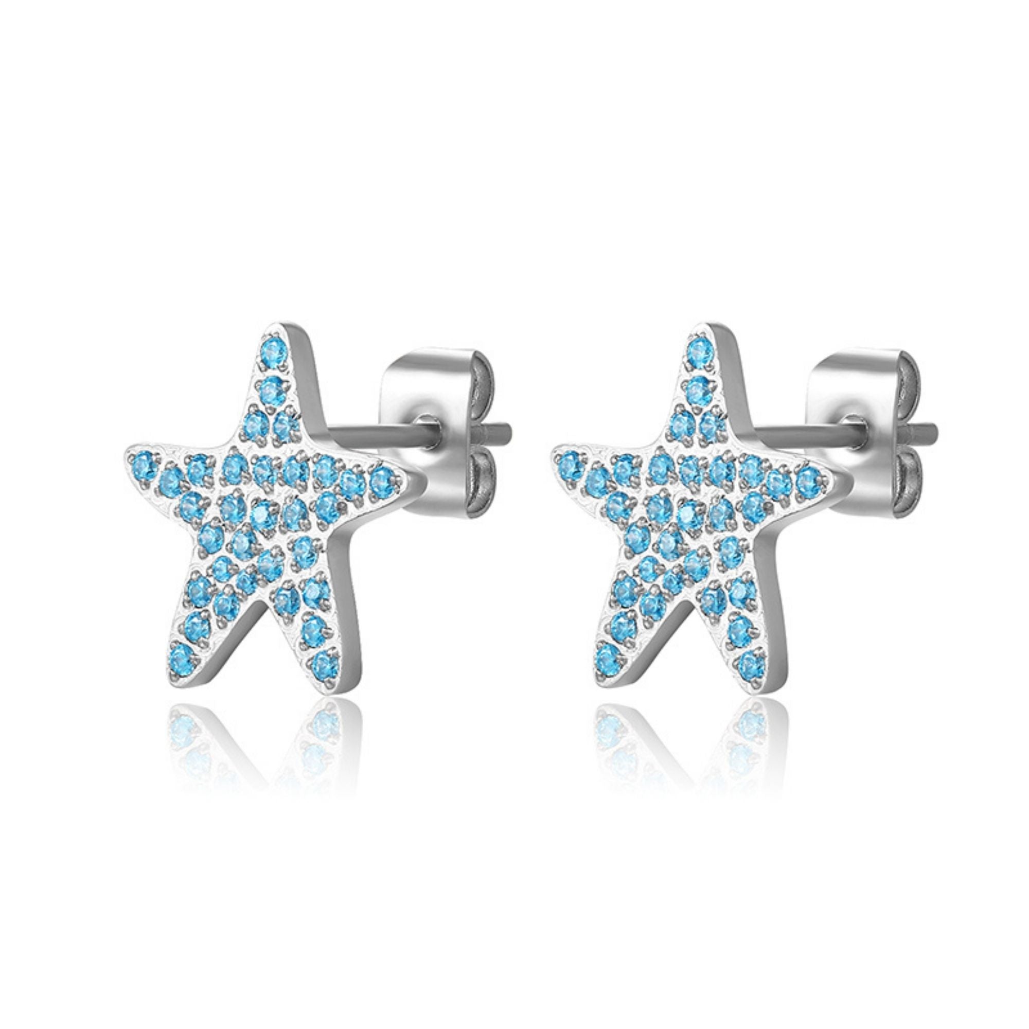 Ohrstecker Seestern mit blauem Zirkonia