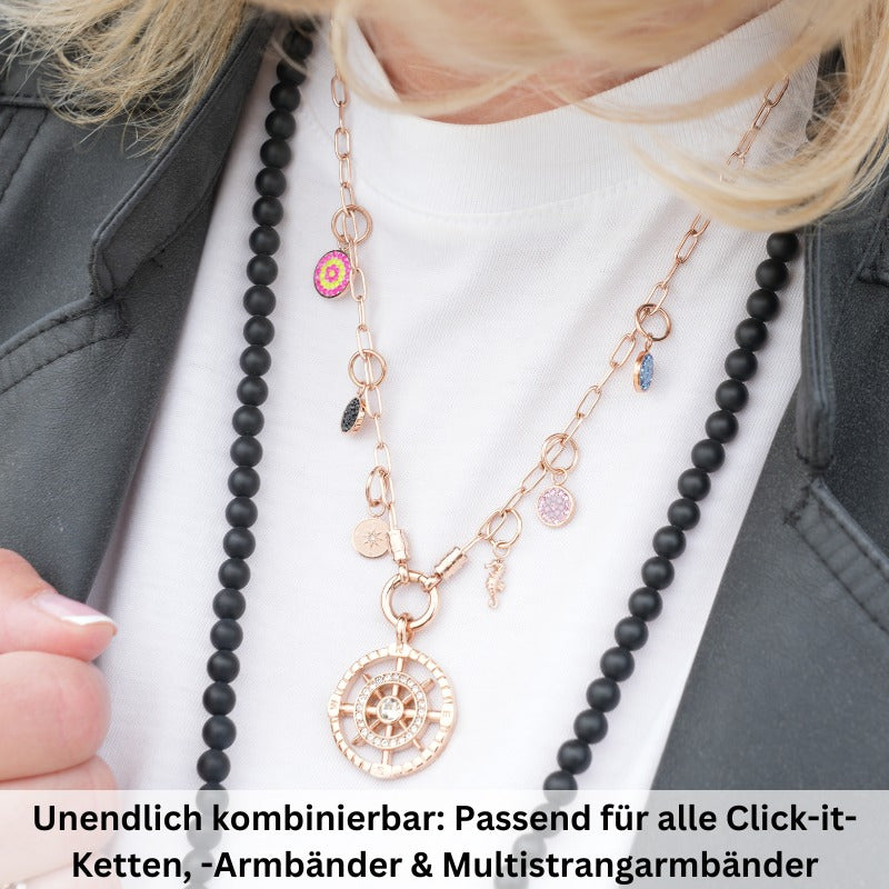Charm & Clip Bling Bling (schwarz) aus Edelstahl für Armband & Kette (Click-it)