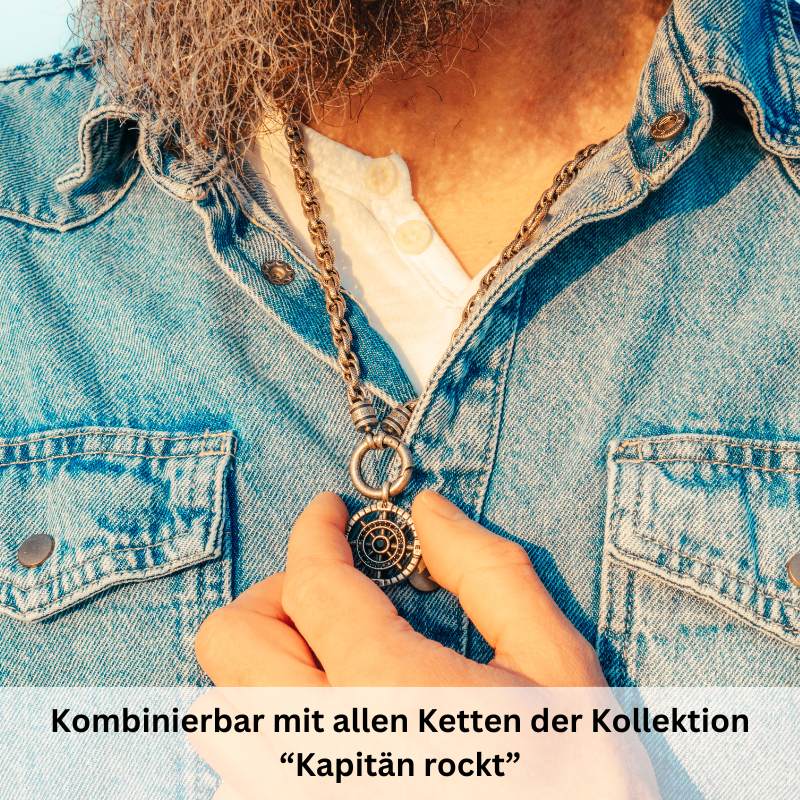 Kettenanhänger Ebbe und Flut aus Edelstahl mit Steinen (Kapitän rockt)