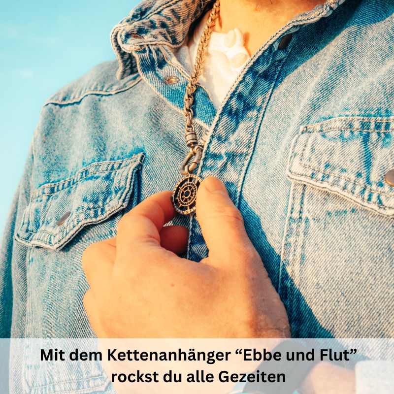 Kettenanhänger Ebbe und Flut aus Edelstahl mit Steinen (Kapitän rockt)