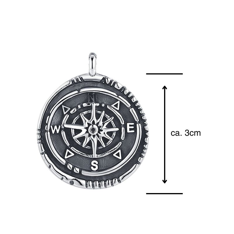 Kettenanhänger Kompass geprägt aus Edelstahl