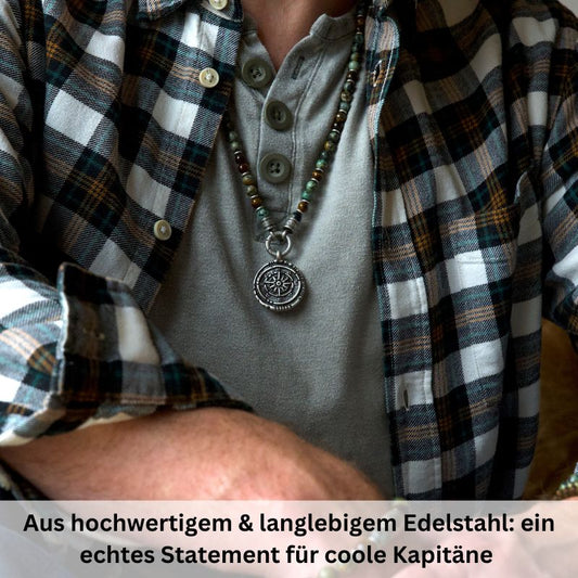 Kettenanhänger Kompass geprägt aus Edelstahl
