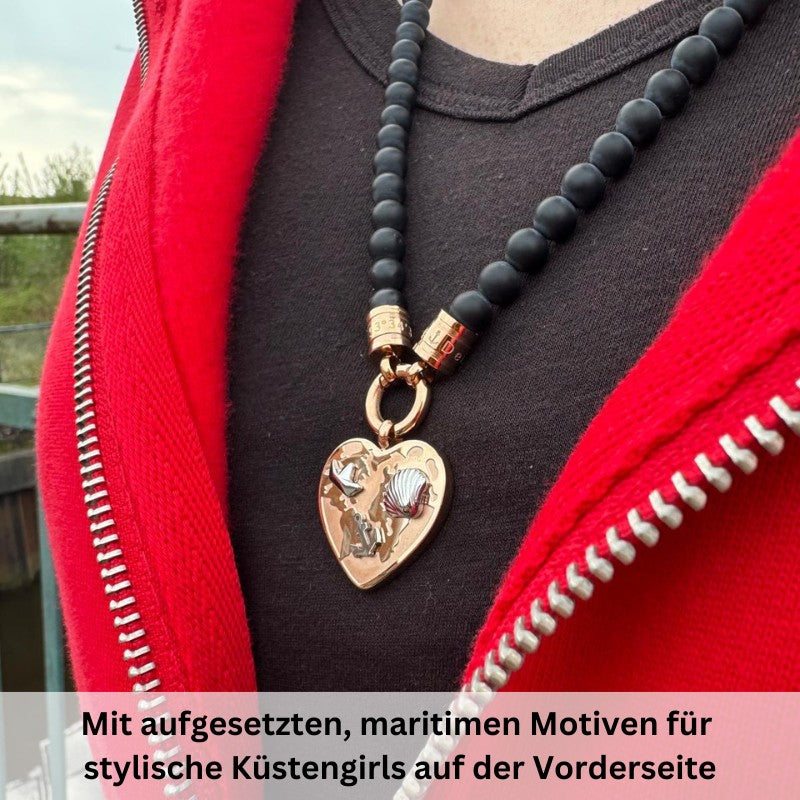 Kettenanhänger Paguera-Tora Beach (Onyx) aus Edelstahl (beidseitig tragbar)