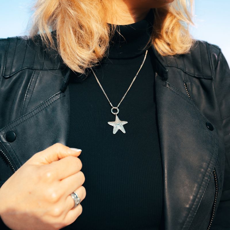 Kettenanhänger Seestern (groß) aus Edelstahl