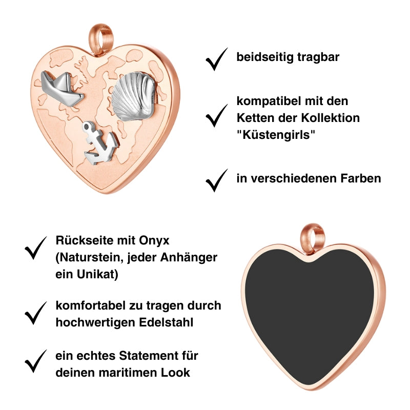 Kettenanhänger Paguera-Tora Beach (Onyx) aus Edelstahl (beidseitig tragbar)