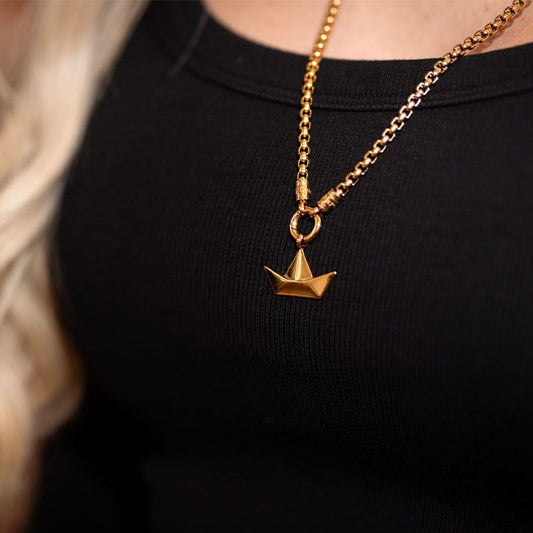 Kettenanhänger Papierschiffchen (groß) aus Edelstahl