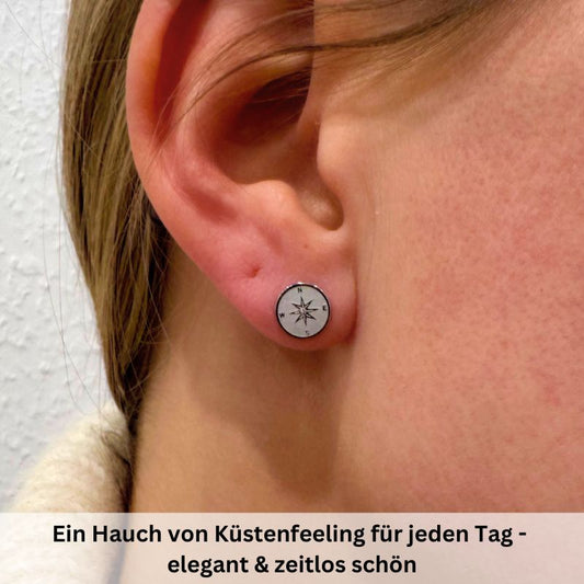 Ohrstecker Kompass (mit Stein) aus Edelstahl