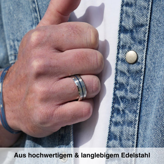 Unisex Ring zweifarbig (Amrum, Windstärke, Kitesurfer)