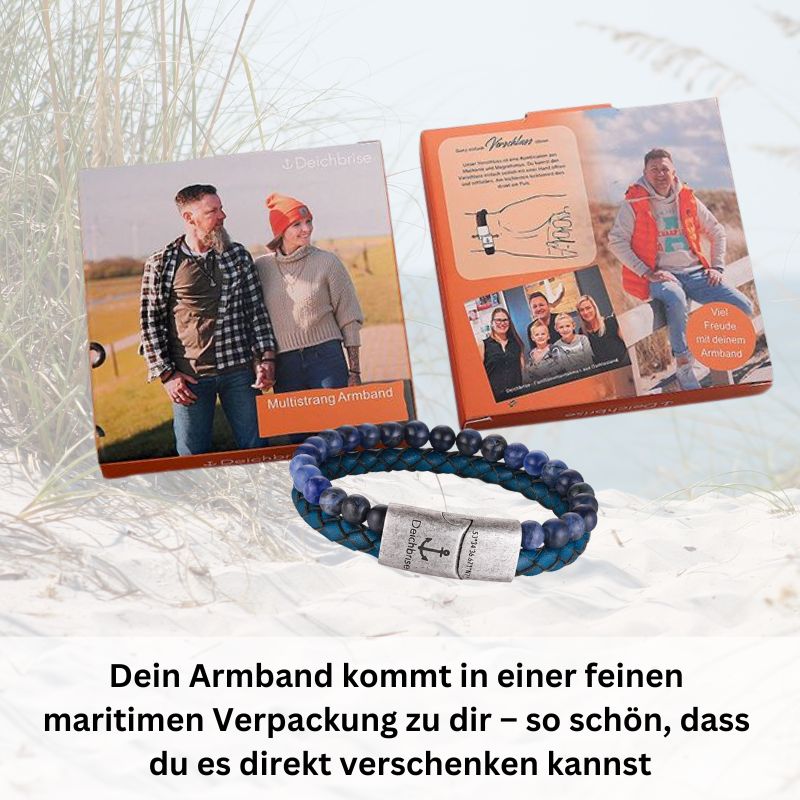 Armband Playa De Paguera (Multistrang) Leder & Sodalith
