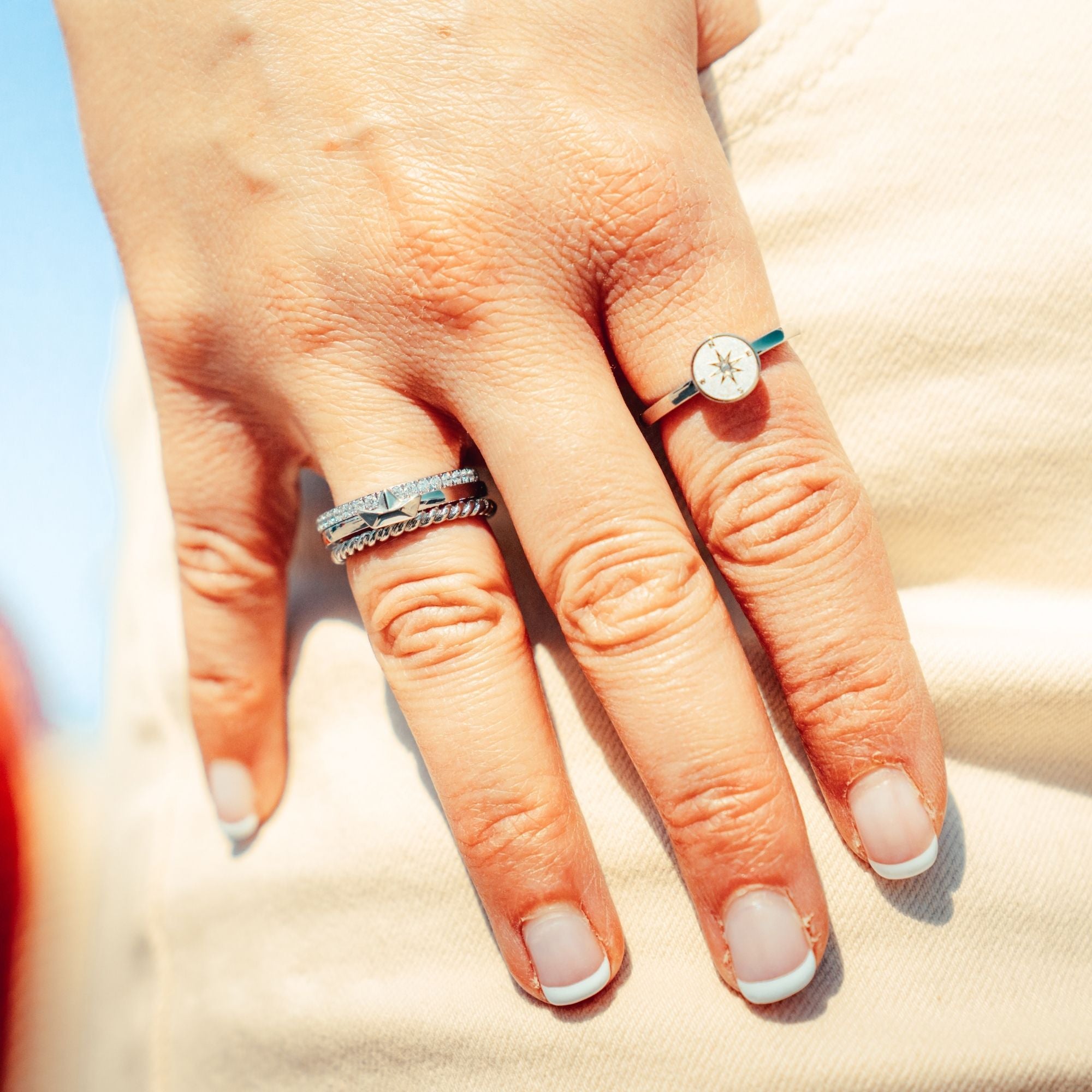 Ring Bling Bling (weiss) aus Edelstahl (Stapelring)