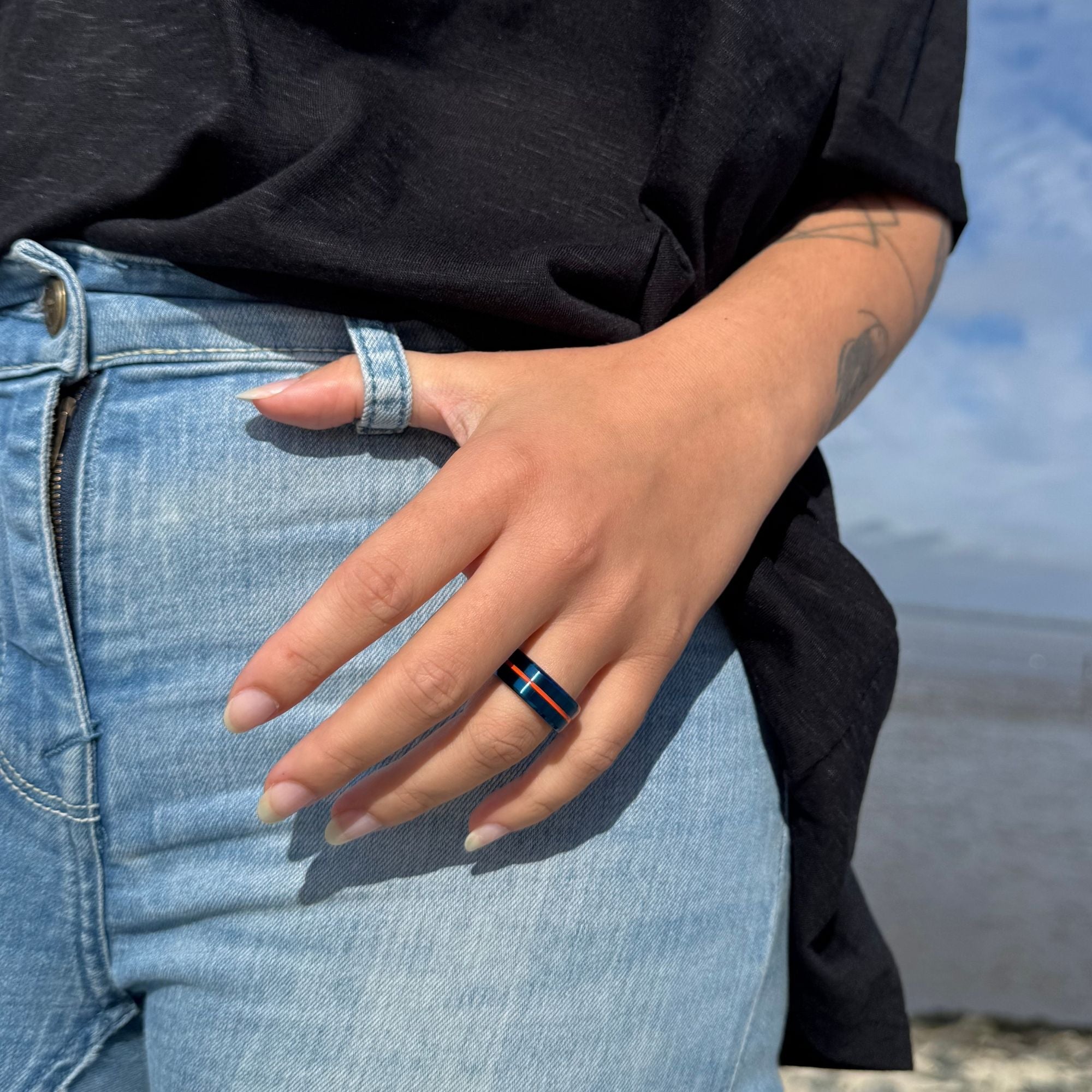 Unisex Ring zweifarbig (Amrum, Windstärke, Kitesurfer)