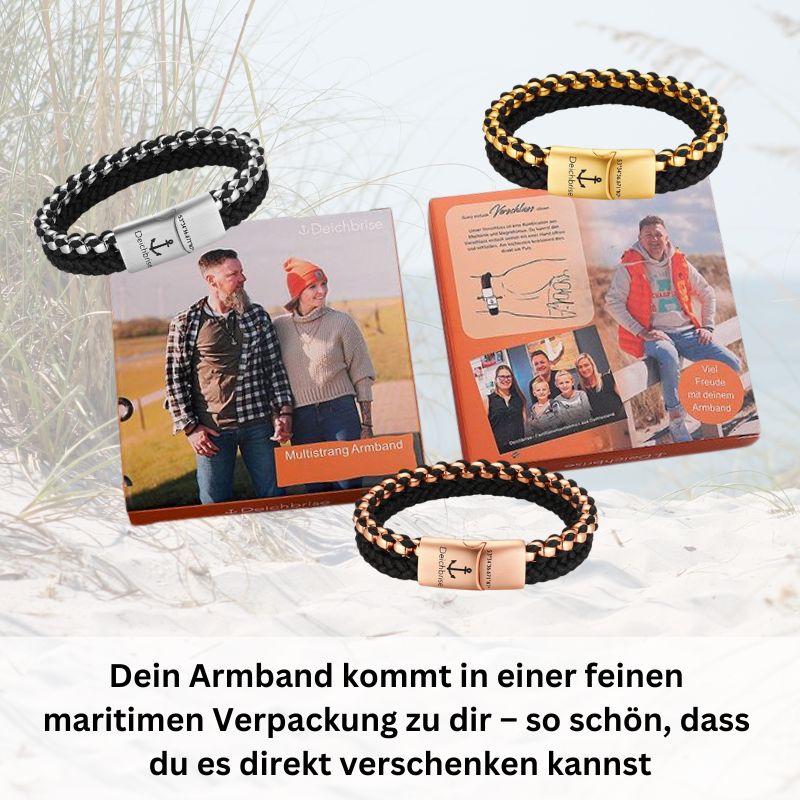 Armband Black Sand 2 (Multistrang) Stahl-Tau & Segeltau